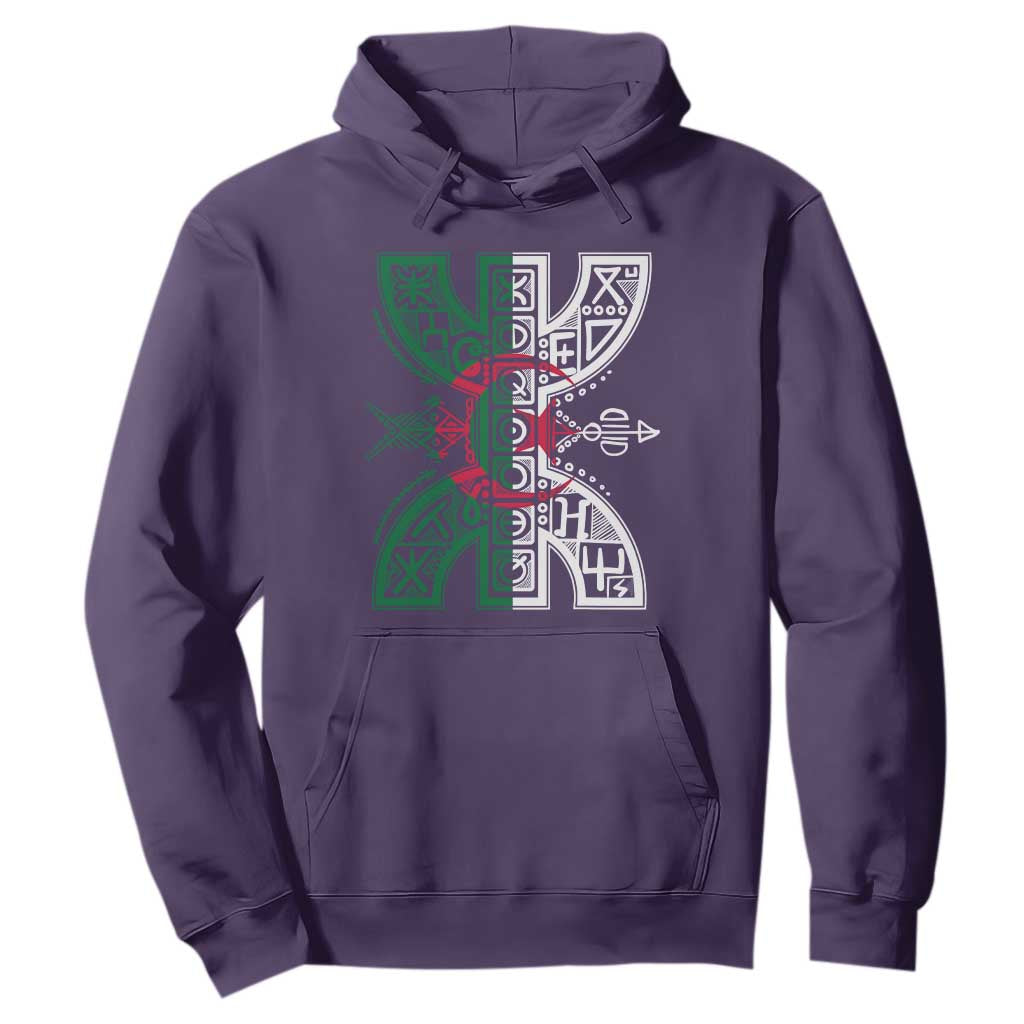 Algeria Amazigh Berber Yaz Symbol Algerian Flag Heritage Graphic Hoodie Traditional North African Tribal Culture Art
