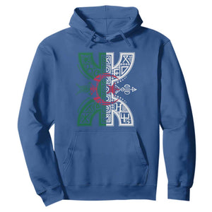 Algeria Amazigh Berber Yaz Symbol Algerian Flag Heritage Graphic Hoodie Traditional North African Tribal Culture Art