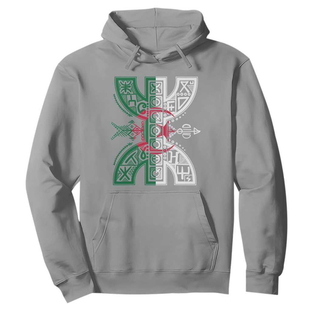 Algeria Amazigh Berber Yaz Symbol Algerian Flag Heritage Graphic Hoodie Traditional North African Tribal Culture Art