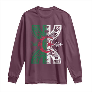 Algeria Amazigh Berber Yaz Symbol Algerian Flag Heritage Graphic Long Sleeve Shirt Traditional North African Tribal Culture Art
