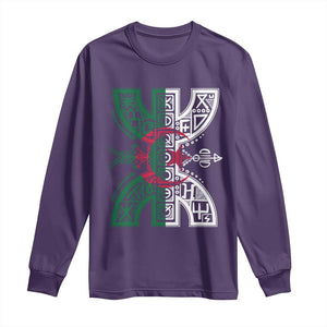Algeria Amazigh Berber Yaz Symbol Algerian Flag Heritage Graphic Long Sleeve Shirt Traditional North African Tribal Culture Art