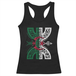 Algeria Amazigh Berber Yaz Symbol Algerian Flag Heritage Graphic Racerback Tank Top Traditional North African Tribal Culture Art