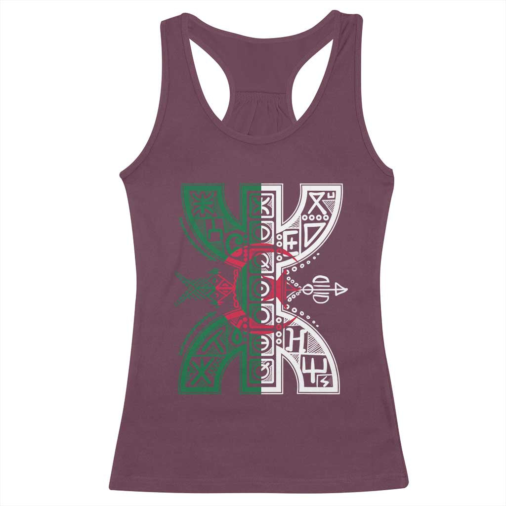 Algeria Amazigh Berber Yaz Symbol Algerian Flag Heritage Graphic Racerback Tank Top Traditional North African Tribal Culture Art