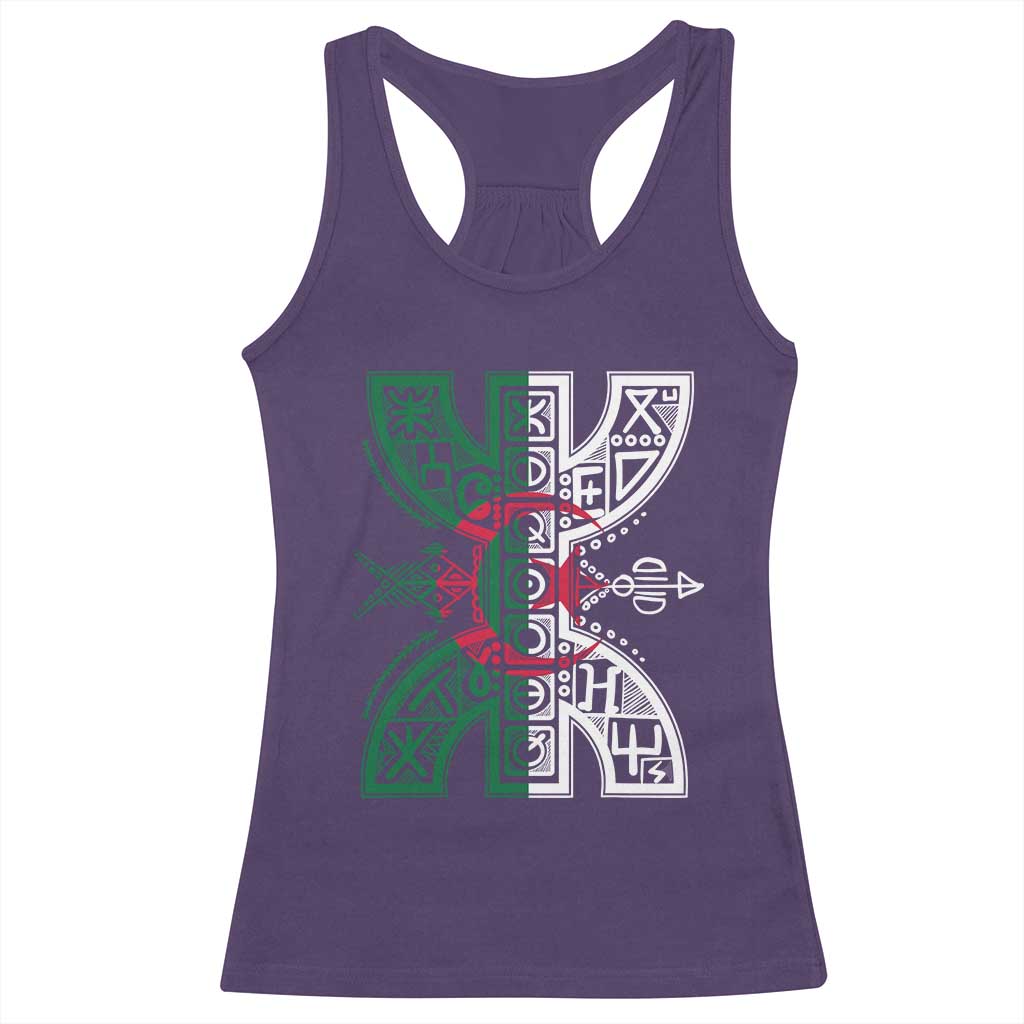 Algeria Amazigh Berber Yaz Symbol Algerian Flag Heritage Graphic Racerback Tank Top Traditional North African Tribal Culture Art