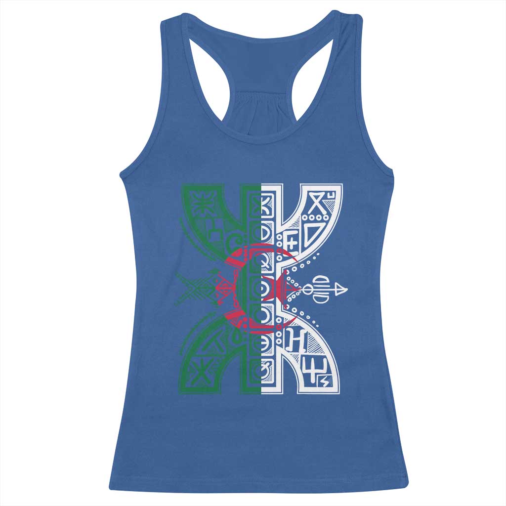 Algeria Amazigh Berber Yaz Symbol Algerian Flag Heritage Graphic Racerback Tank Top Traditional North African Tribal Culture Art