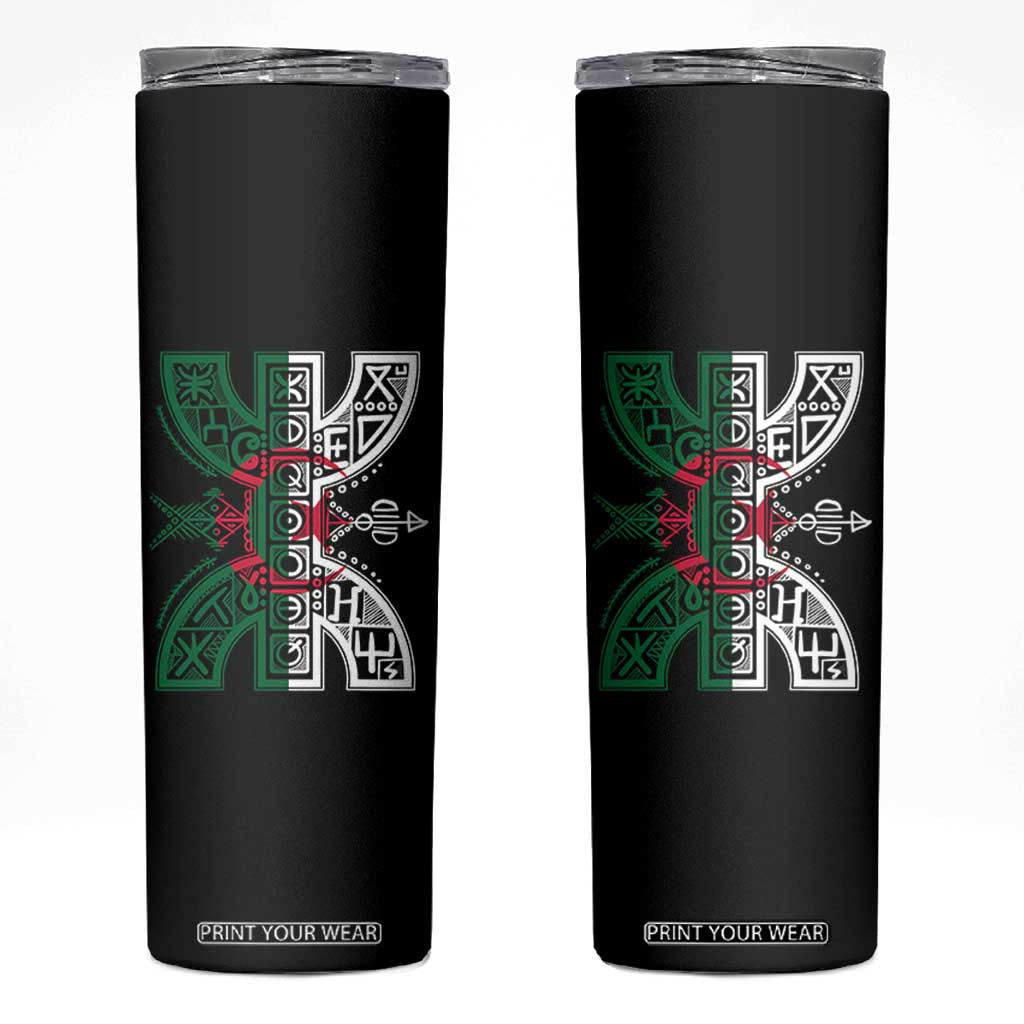 Algeria Amazigh Berber Yaz Symbol Algerian Flag Heritage Graphic Skinny Tumbler Traditional North African Tribal Culture Art TS02 Black Print Your Wear