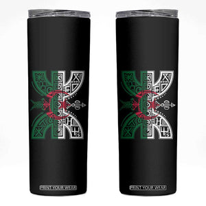 Algeria Amazigh Berber Yaz Symbol Algerian Flag Heritage Graphic Skinny Tumbler Traditional North African Tribal Culture Art TS02 Black Print Your Wear