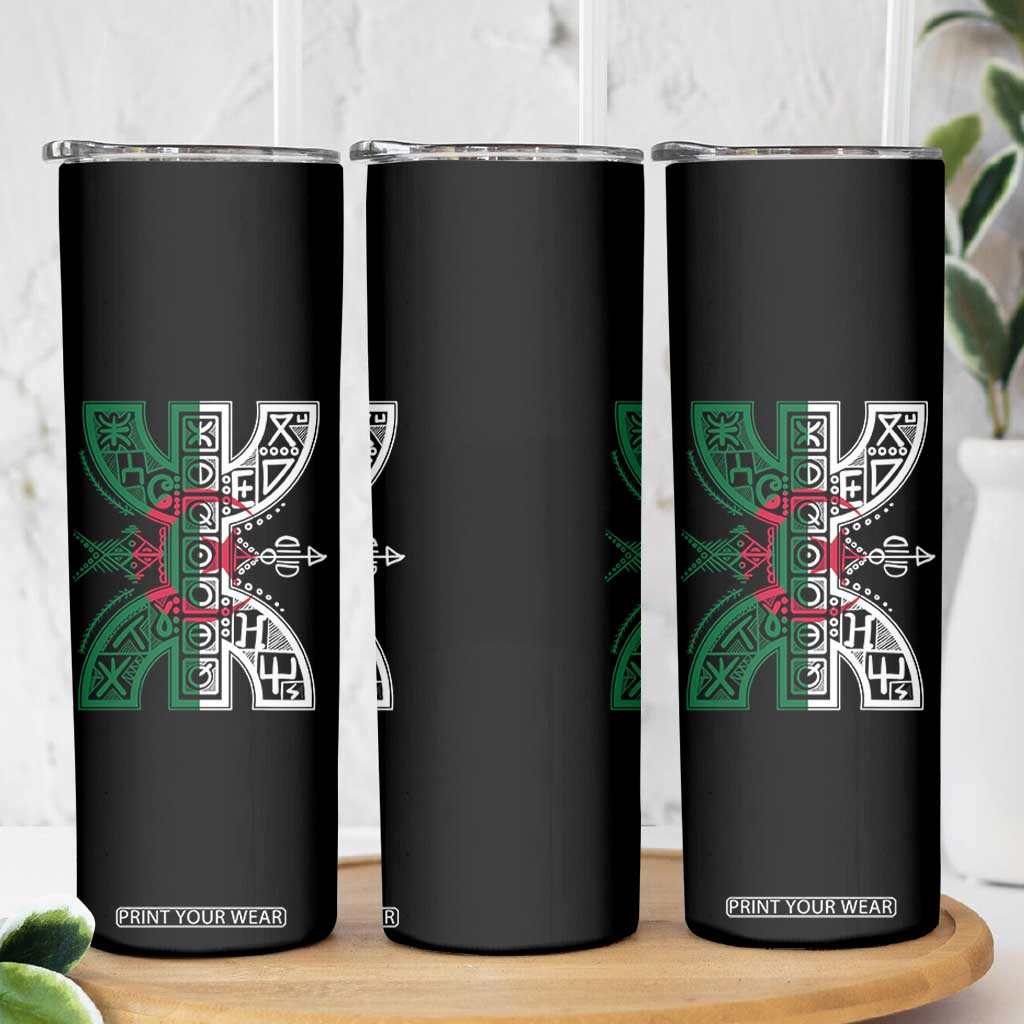 Algeria Amazigh Berber Yaz Symbol Algerian Flag Heritage Graphic Skinny Tumbler Traditional North African Tribal Culture Art TS02 Print Your Wear