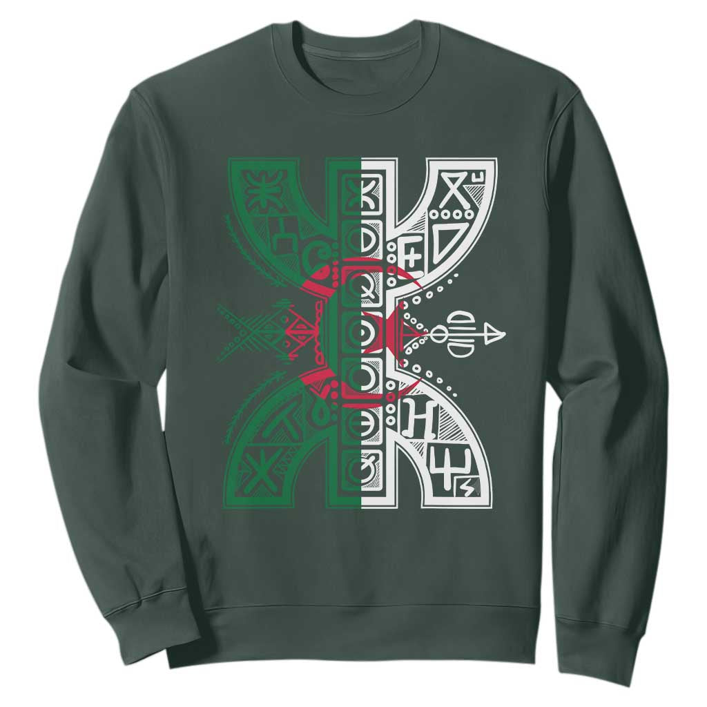 Algeria Amazigh Berber Yaz Symbol Algerian Flag Heritage Graphic Sweatshirt Traditional North African Tribal Culture Art