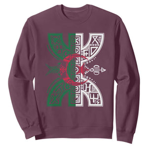 Algeria Amazigh Berber Yaz Symbol Algerian Flag Heritage Graphic Sweatshirt Traditional North African Tribal Culture Art