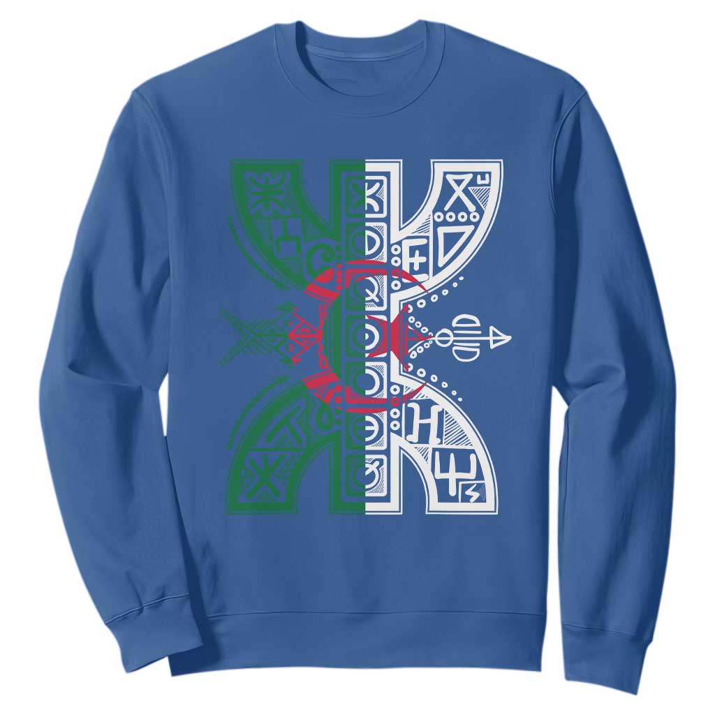 Algeria Amazigh Berber Yaz Symbol Algerian Flag Heritage Graphic Sweatshirt Traditional North African Tribal Culture Art