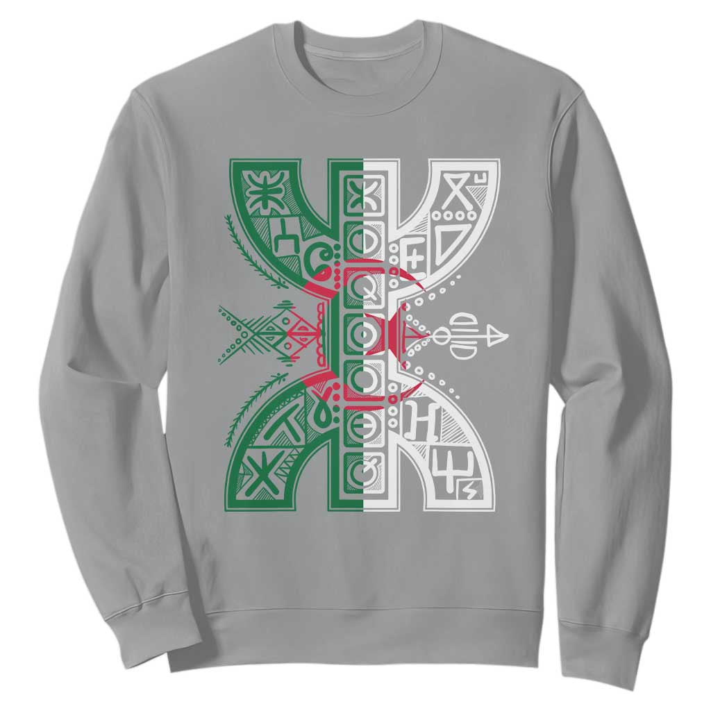 Algeria Amazigh Berber Yaz Symbol Algerian Flag Heritage Graphic Sweatshirt Traditional North African Tribal Culture Art