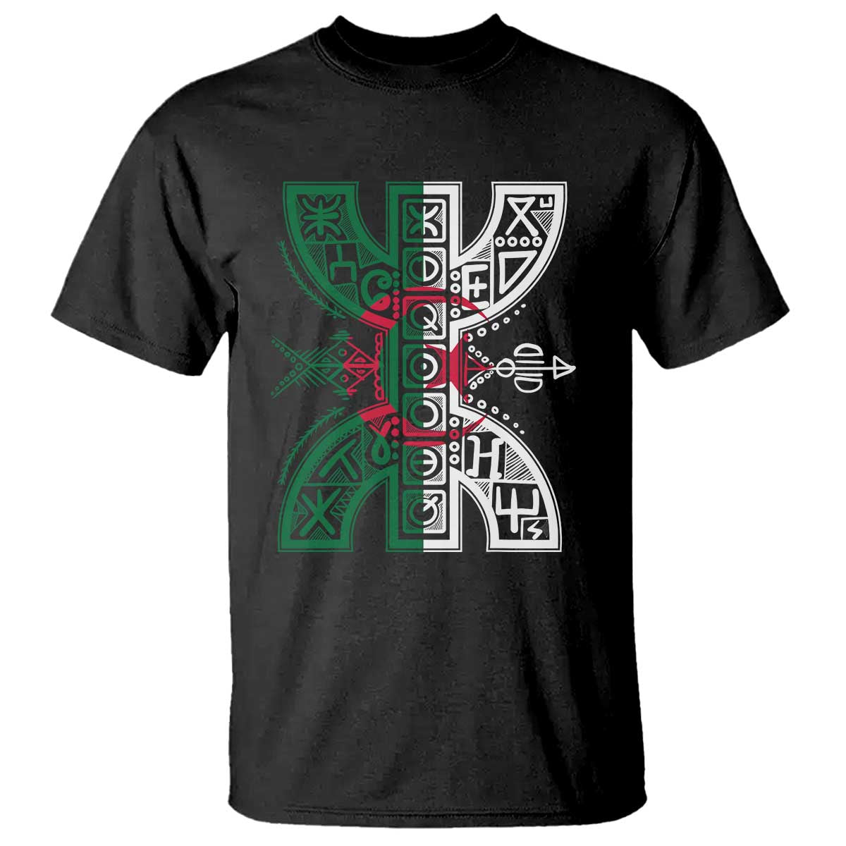 Algeria Amazigh Berber Yaz Symbol Algerian Flag Heritage Graphic T Shirt Traditional North African Tribal Culture Art TS02 Black Print Your Wear