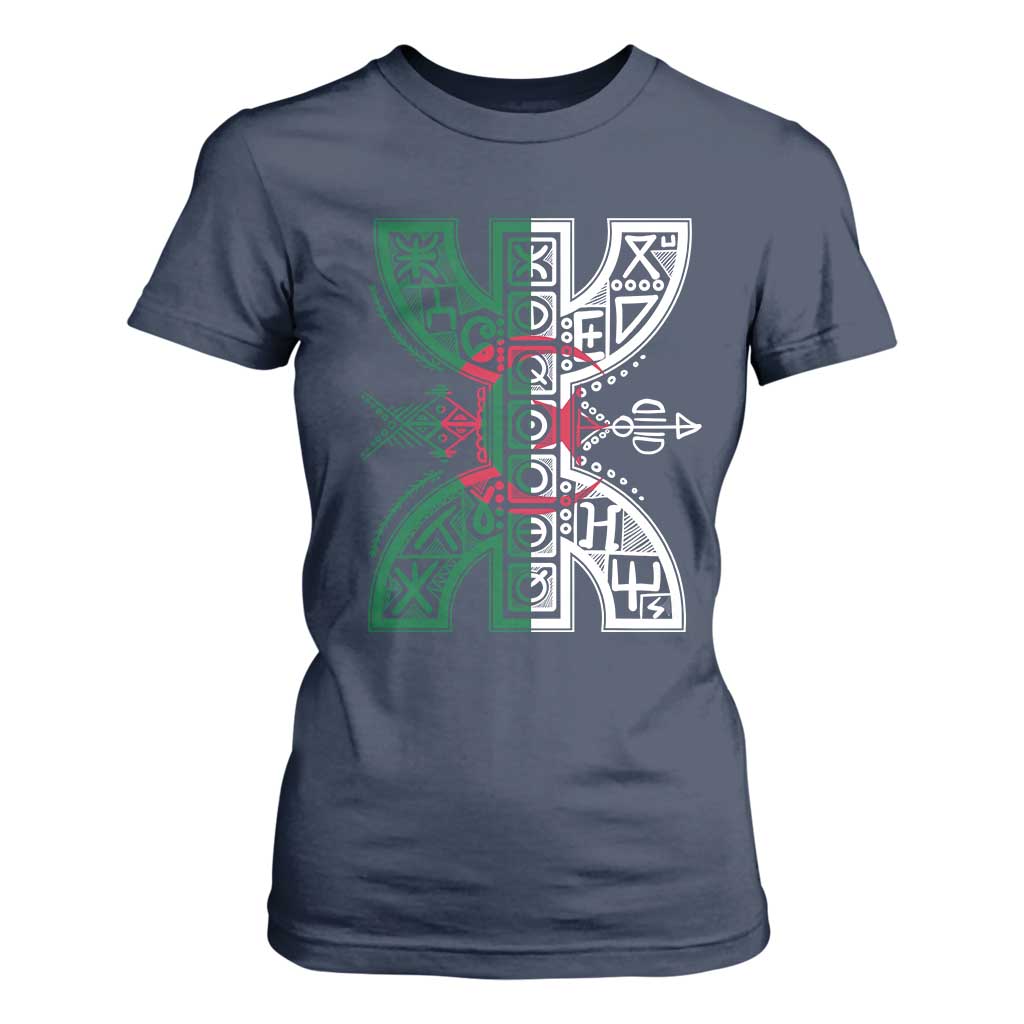Algeria Amazigh Berber Yaz Symbol Algerian Flag Heritage Graphic T Shirt For Women Traditional North African Tribal Culture Art