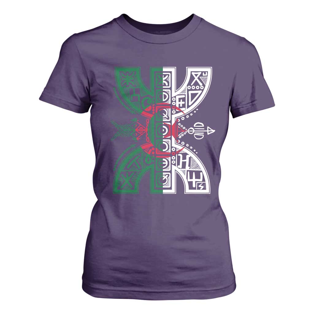 Algeria Amazigh Berber Yaz Symbol Algerian Flag Heritage Graphic T Shirt For Women Traditional North African Tribal Culture Art