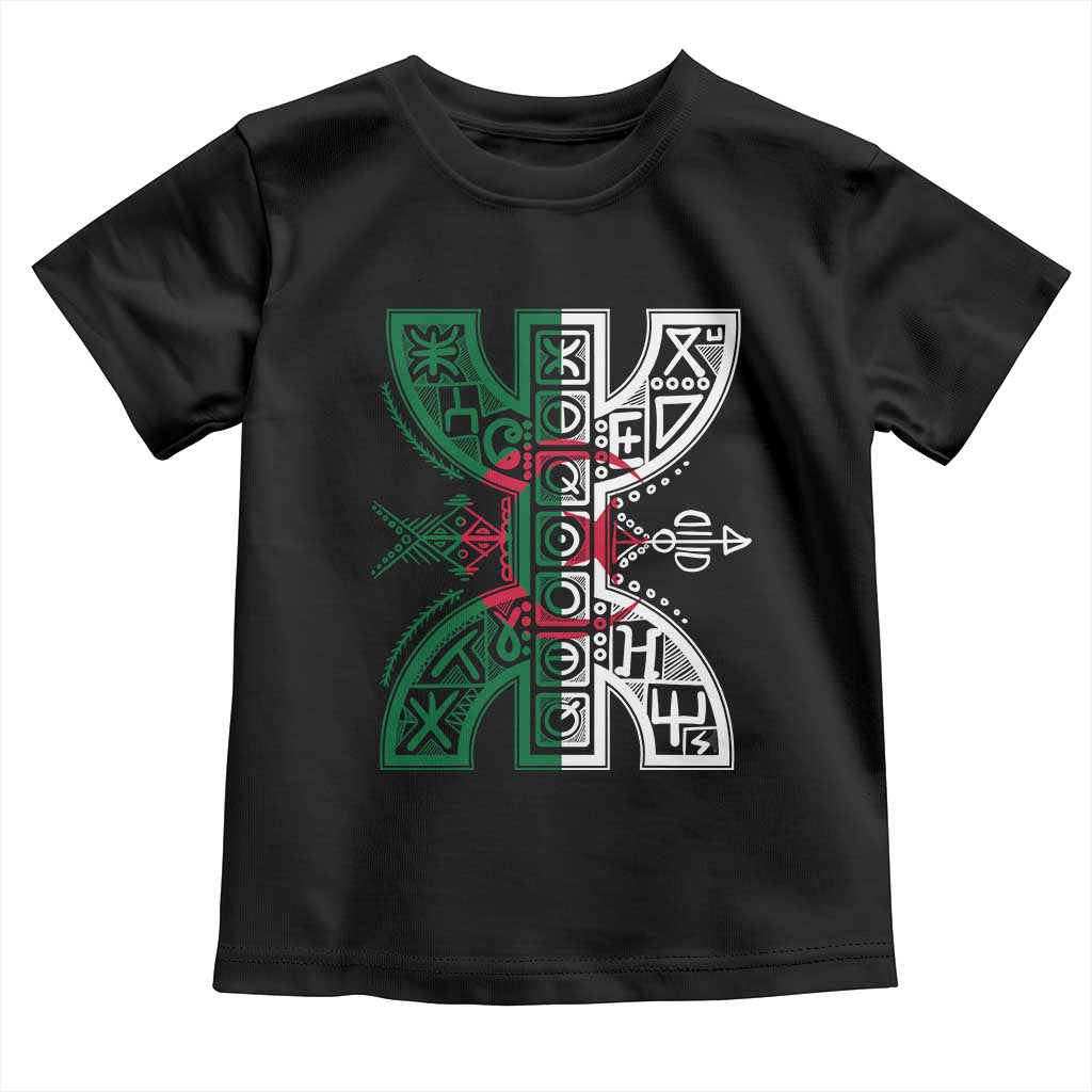 Algeria Amazigh Berber Yaz Symbol Algerian Flag Heritage Graphic Toddler T Shirt Traditional North African Tribal Culture Art TS02 Black Print Your Wear