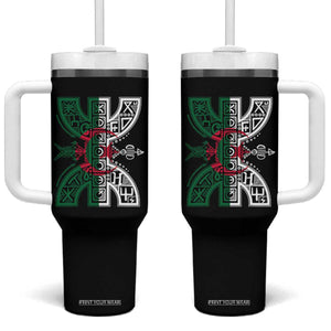 Algeria Amazigh Berber Yaz Symbol Algerian Flag Heritage Graphic Tumbler With Handle Traditional North African Tribal Culture Art TS02 One Size: 40 oz Black Print Your Wear