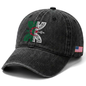 Algeria Amazigh Berber Yaz Symbol Algerian Flag Heritage Graphic Washed Cotton Baseball Cap Traditional North African Tribal Culture Art