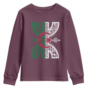 Algeria Amazigh Berber Yaz Symbol Algerian Flag Heritage Graphic Youth Sweatshirt Traditional North African Tribal Culture Art