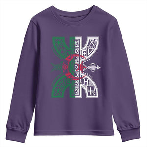Algeria Amazigh Berber Yaz Symbol Algerian Flag Heritage Graphic Youth Sweatshirt Traditional North African Tribal Culture Art