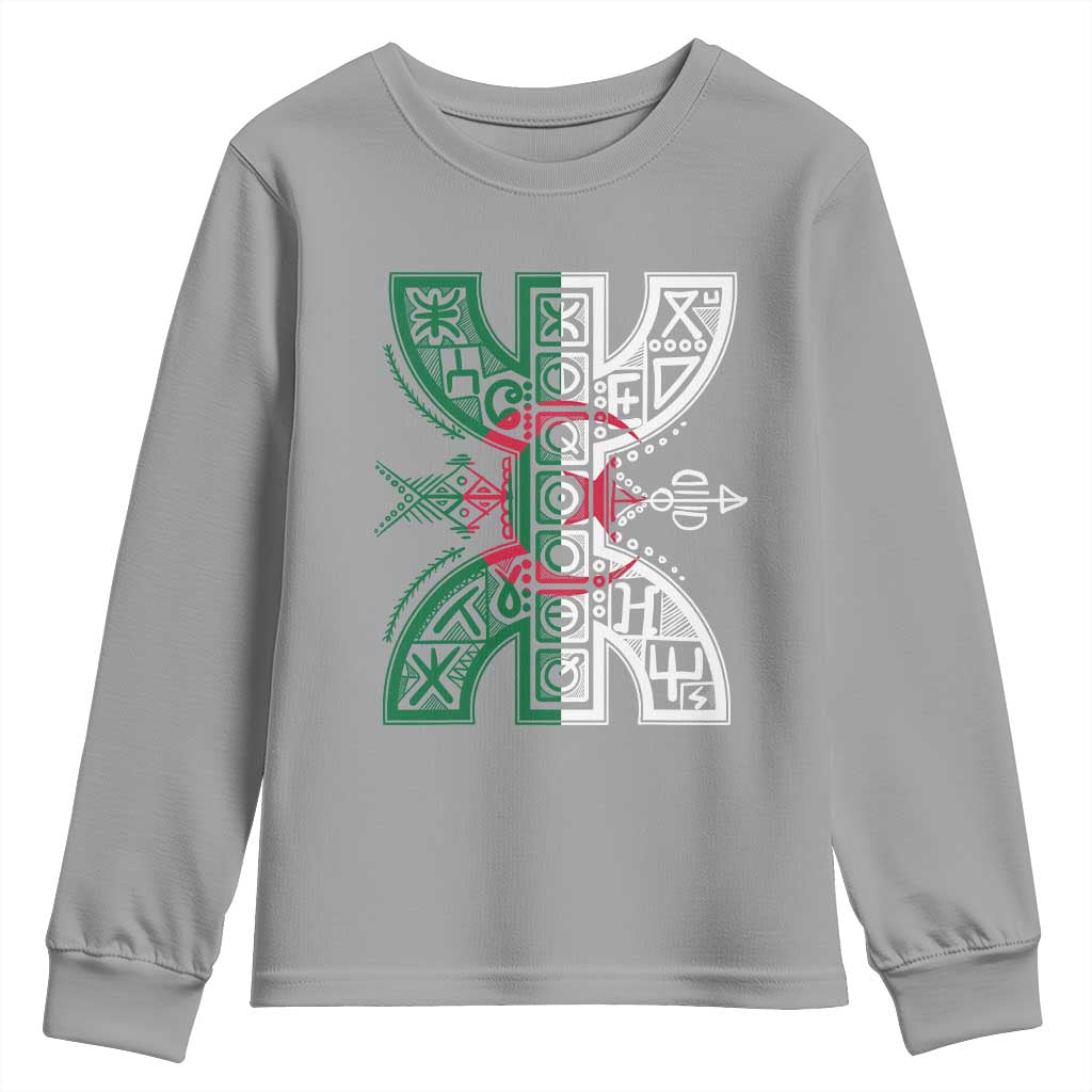 Algeria Amazigh Berber Yaz Symbol Algerian Flag Heritage Graphic Youth Sweatshirt Traditional North African Tribal Culture Art