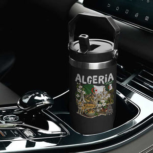 Algeria Algerian Culture and Landmarks Collage Graphic Flip Straw Tumbler Proud Fennec Fox Heritage and Arabic Calligraphy TS02 Print Your Wear