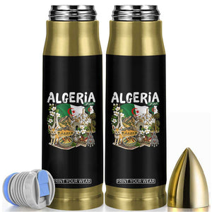 Algeria Algerian Culture and Landmarks Collage Graphic Bullet Tumbler Proud Fennec Fox Heritage and Arabic Calligraphy TS02 Black Print Your Wear