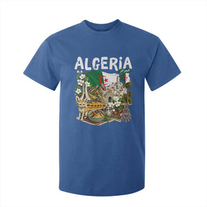 Algeria Algerian Culture and Landmarks Collage Graphic T Shirt For Kid Proud Fennec Fox Heritage and Arabic Calligraphy