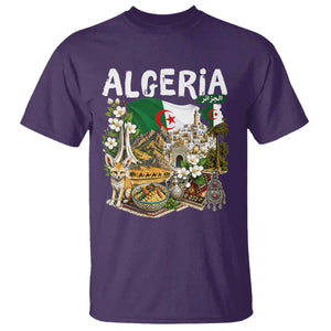 Algeria Algerian Culture and Landmarks Collage Graphic T Shirt Proud Fennec Fox Heritage and Arabic Calligraphy