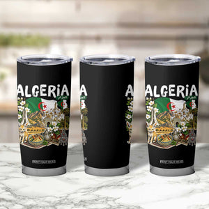 Algeria Algerian Culture and Landmarks Collage Graphic Tumbler Cup Proud Fennec Fox Heritage and Arabic Calligraphy TS02 Print Your Wear