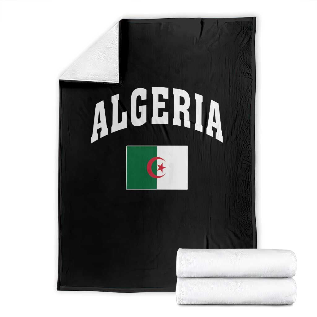 Classic Algeria Varsity Athletic Style Throw Blanket Proud Patriotic Algerian Flag
