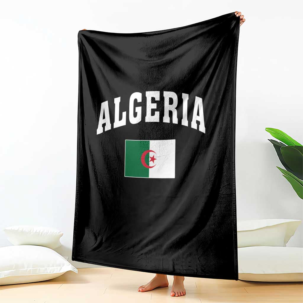 Classic Algeria Varsity Athletic Style Throw Blanket Proud Patriotic Algerian Flag