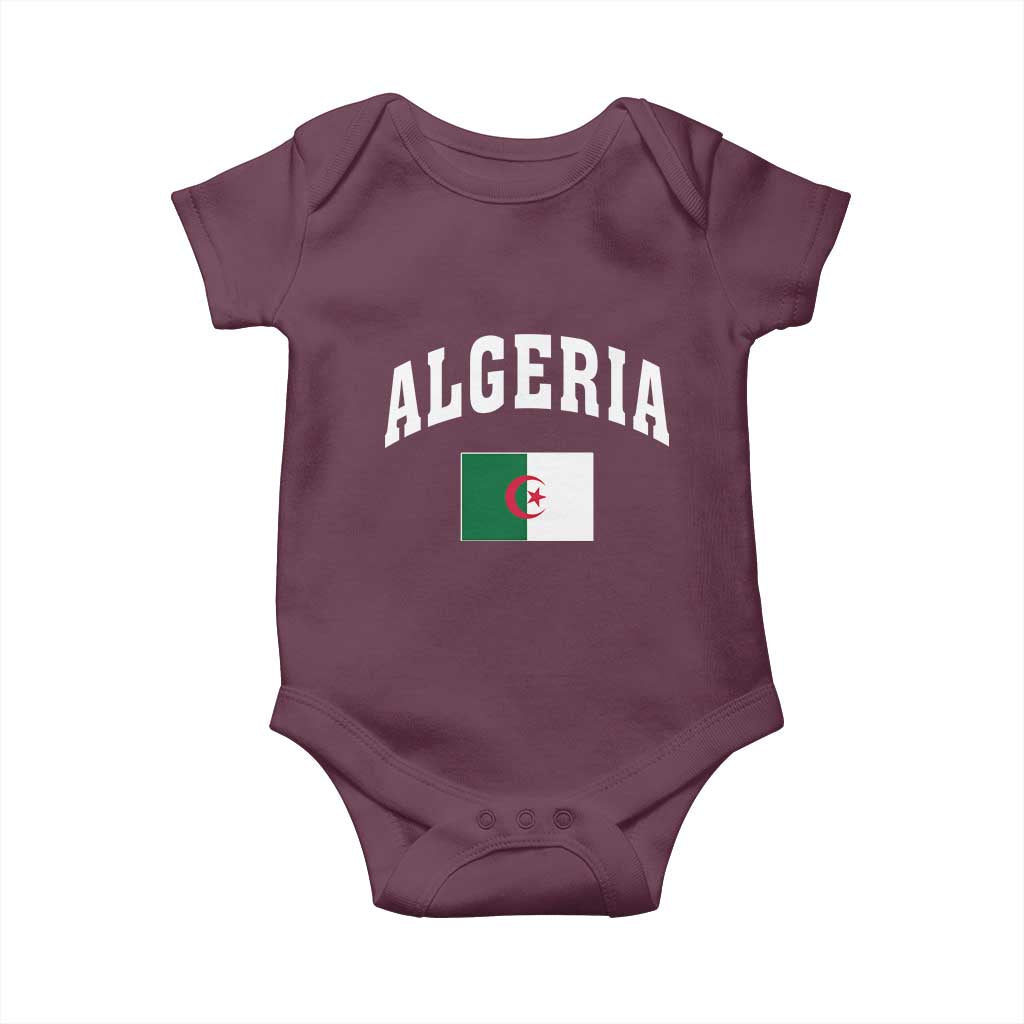 Classic Algeria Varsity Athletic Style Baby Onesie Proud Patriotic Algerian Flag