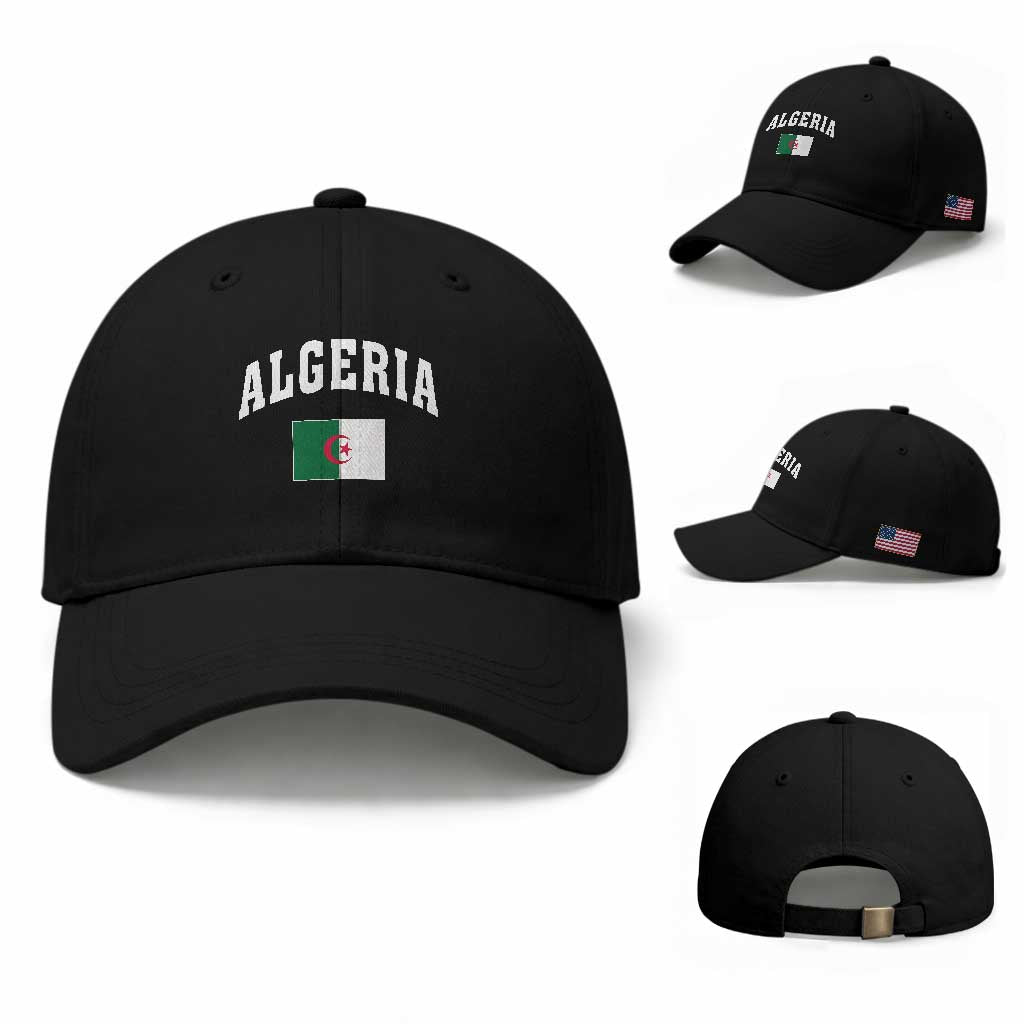 Classic Algeria Varsity Athletic Style Baseball Cap Proud Patriotic Algerian Flag