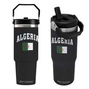 Classic Algeria Varsity Athletic Style Flip Straw Tumbler Proud Patriotic Algerian Flag