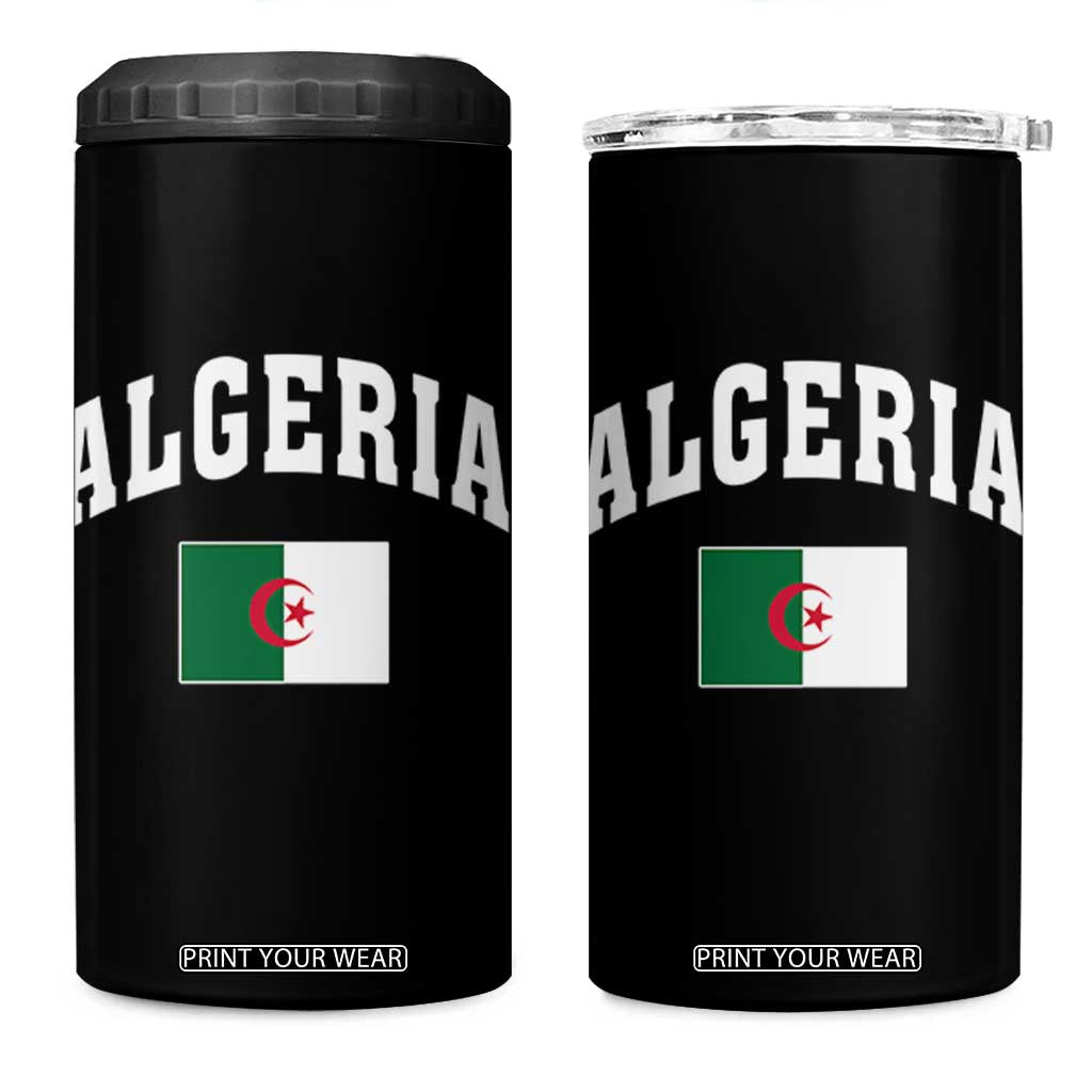 Classic Algeria Varsity Athletic Style 4 in 1 Can Cooler Tumbler Proud Patriotic Algerian Flag