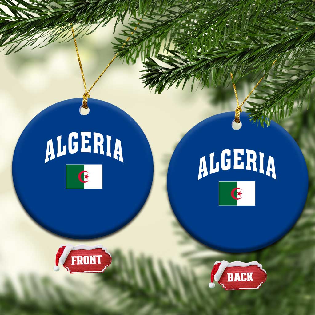Classic Algeria Varsity Athletic Style Ceramic Ornament Proud Patriotic Algerian Flag