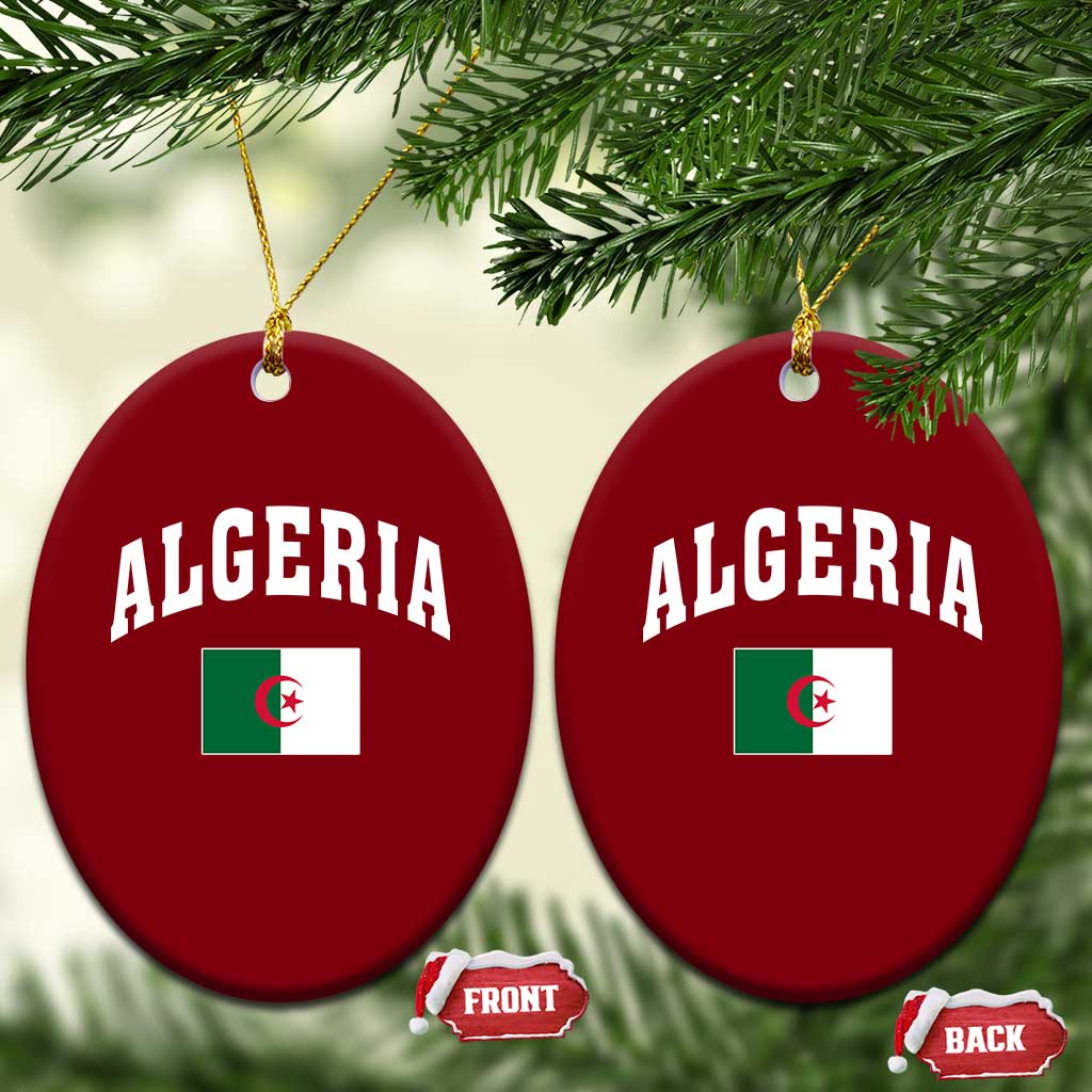 Classic Algeria Varsity Athletic Style Ceramic Ornament Proud Patriotic Algerian Flag