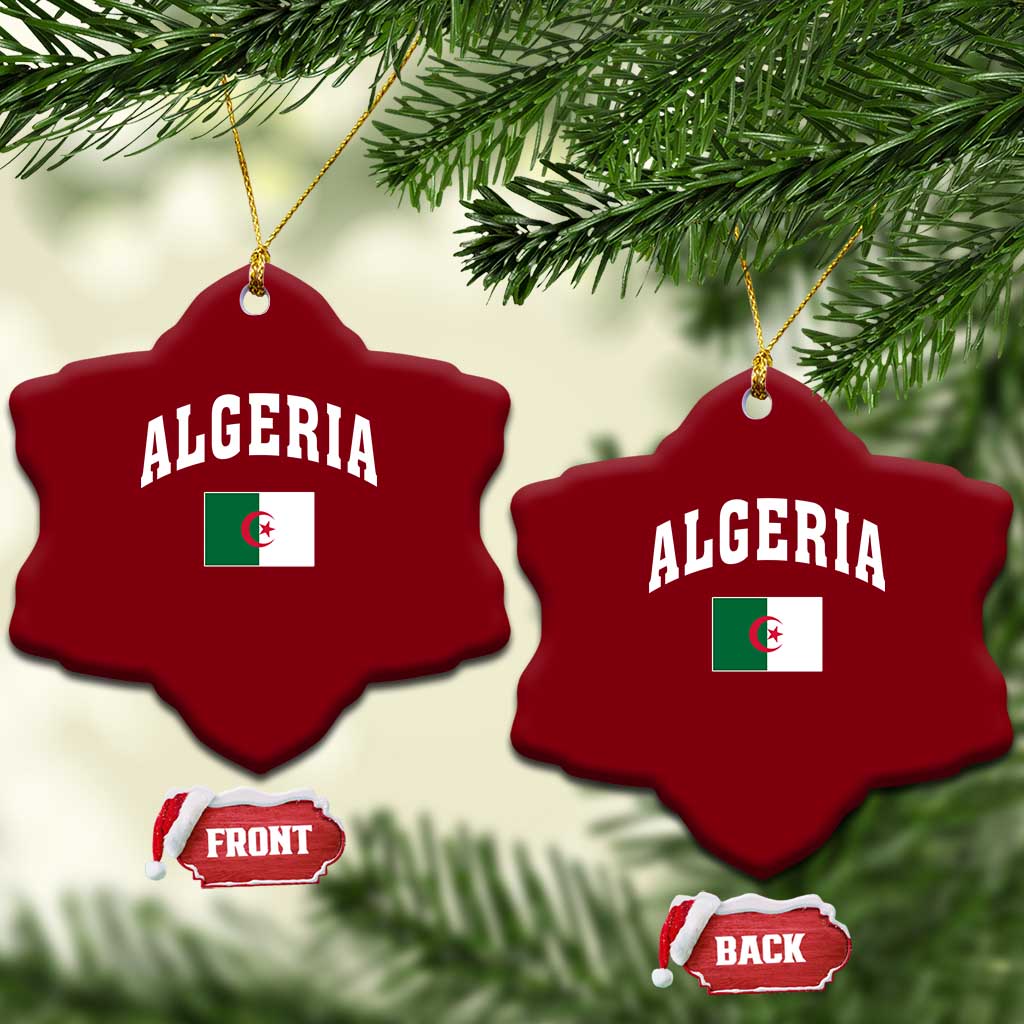 Classic Algeria Varsity Athletic Style Ceramic Ornament Proud Patriotic Algerian Flag