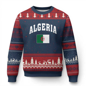 Classic Algeria Varsity Athletic Style Ugly Christmas Sweater Proud Patriotic Algerian Flag