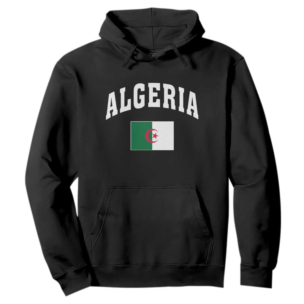 Classic Algeria Varsity Athletic Style Hoodie Proud Patriotic Algerian Flag TS02 Black Print Your Wear