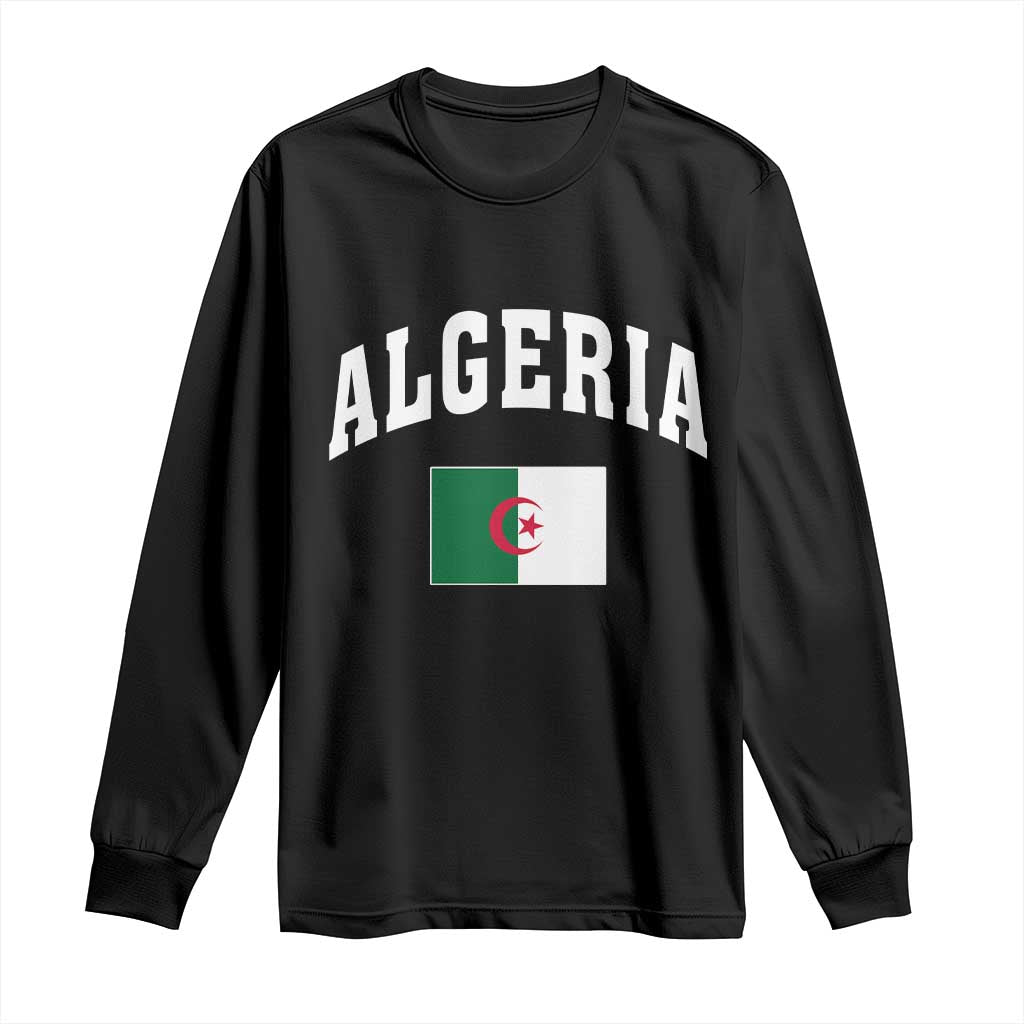 Classic Algeria Varsity Athletic Style Long Sleeve Shirt Proud Patriotic Algerian Flag TS02 Black Print Your Wear