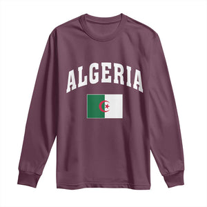 Classic Algeria Varsity Athletic Style Long Sleeve Shirt Proud Patriotic Algerian Flag