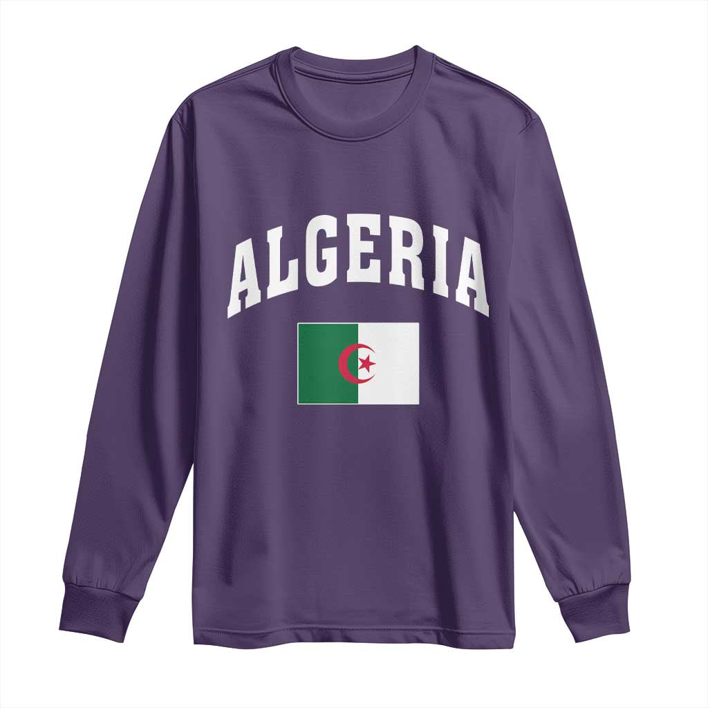 Classic Algeria Varsity Athletic Style Long Sleeve Shirt Proud Patriotic Algerian Flag