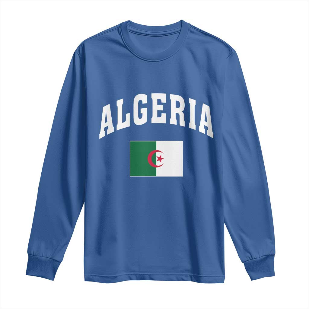 Classic Algeria Varsity Athletic Style Long Sleeve Shirt Proud Patriotic Algerian Flag