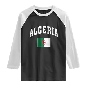 Classic Algeria Varsity Athletic Style Raglan Shirt Proud Patriotic Algerian Flag