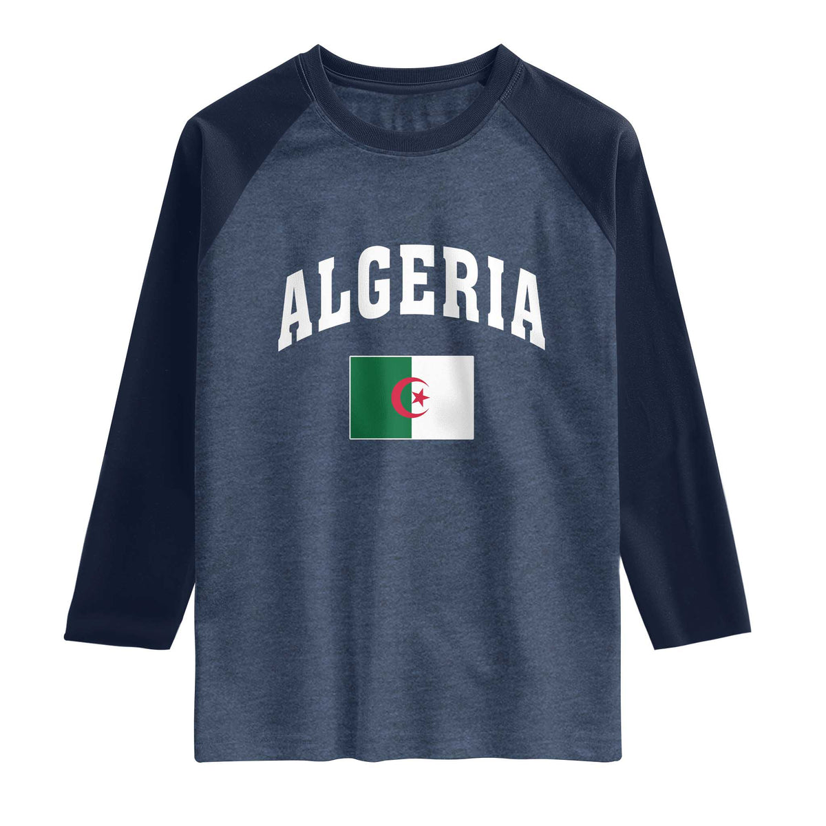 Classic Algeria Varsity Athletic Style Raglan Shirt Proud Patriotic Algerian Flag