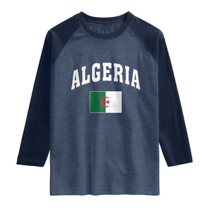 Classic Algeria Varsity Athletic Style Raglan Shirt Proud Patriotic Algerian Flag