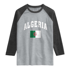 Classic Algeria Varsity Athletic Style Raglan Shirt Proud Patriotic Algerian Flag