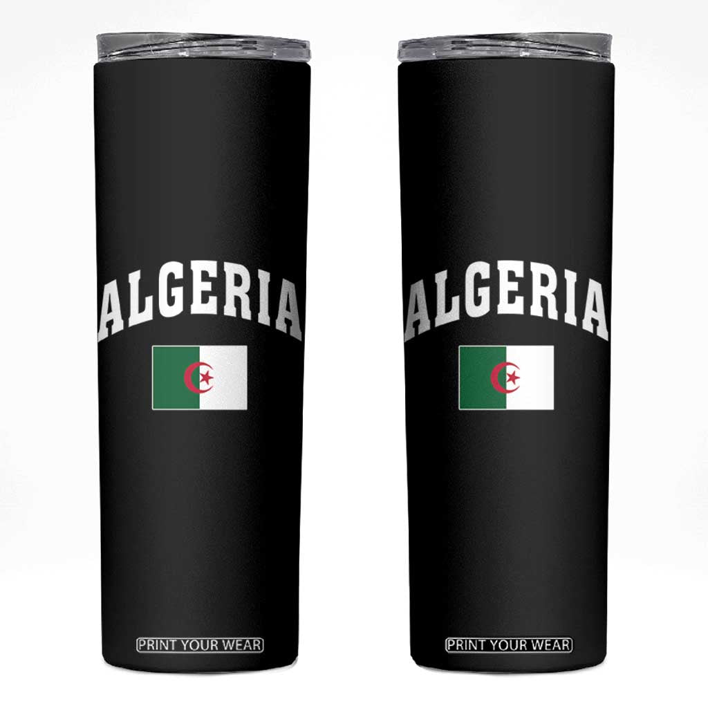 Classic Algeria Varsity Athletic Style Skinny Tumbler Proud Patriotic Algerian Flag